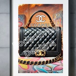 CHANEL PRINT FASHION WALL ART 11X17 BY THE ARTIST DENARDAI